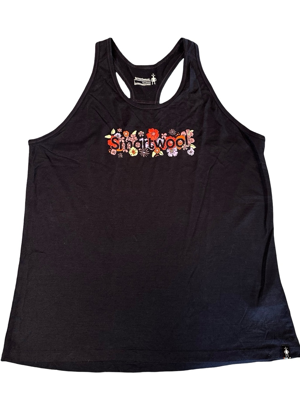 Smartwool Navy Blue Wool Tank Top Size Large Floral Workout Yoga Pickleball